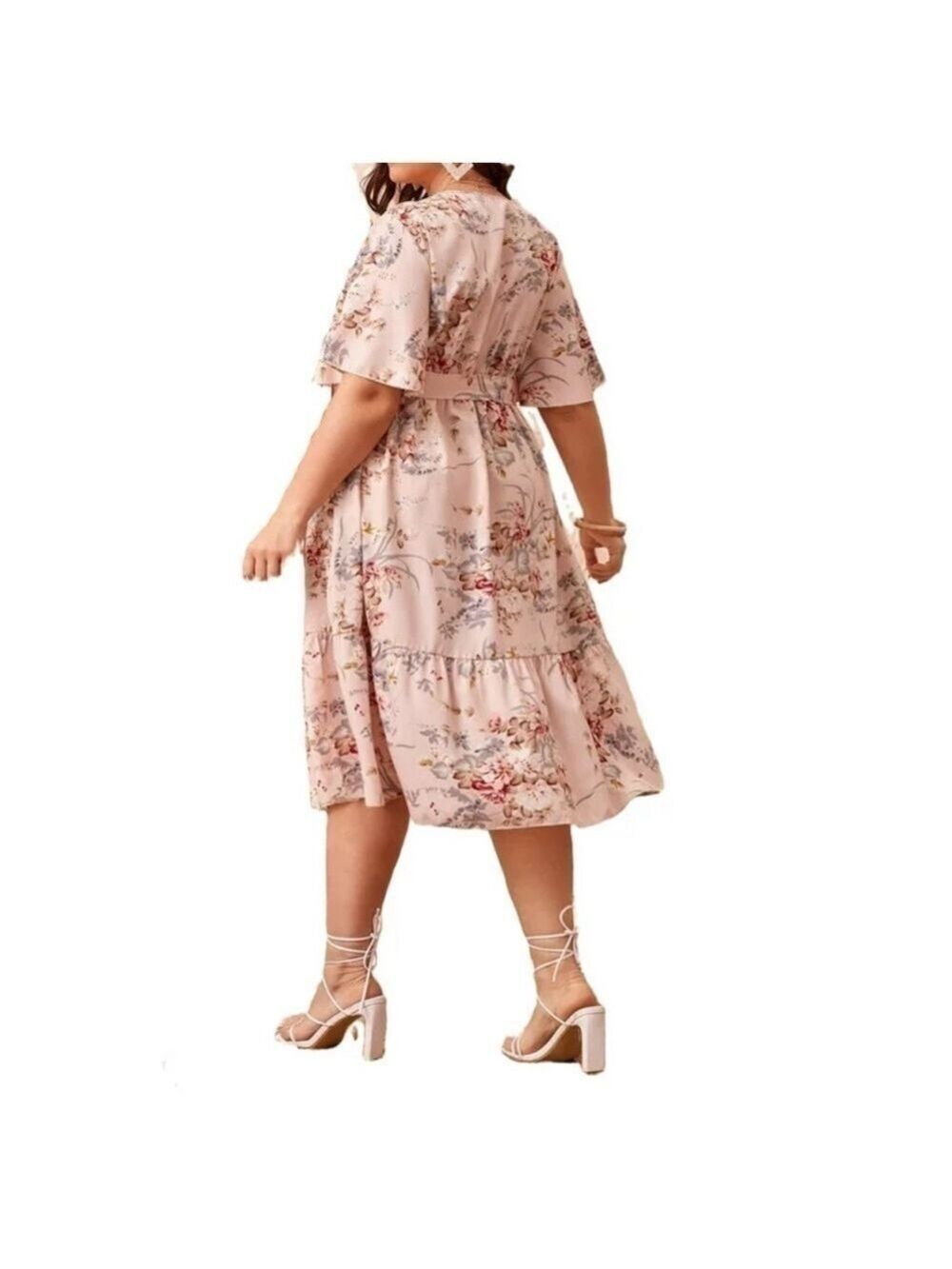 Women’s SHEIN Pink Floral Flowy Boho Dress Size 2XL!